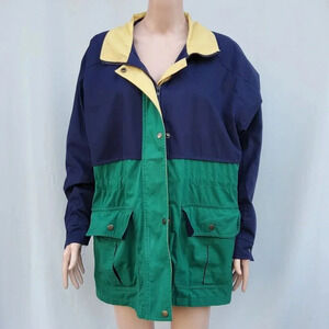 Vintage London Fog Utility Jacket/ Coat Navy Green Yellow Limited Edition Size L